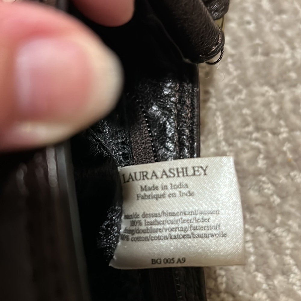 Leather Laura Ashley handbag-dk. Brown - Picture 11 of 13